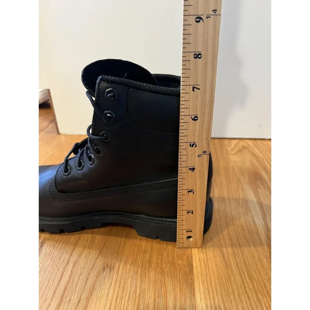 Timberland Boots Mens Size 7 Black Leather Lace Up Work Lug Sole Padded Collar
